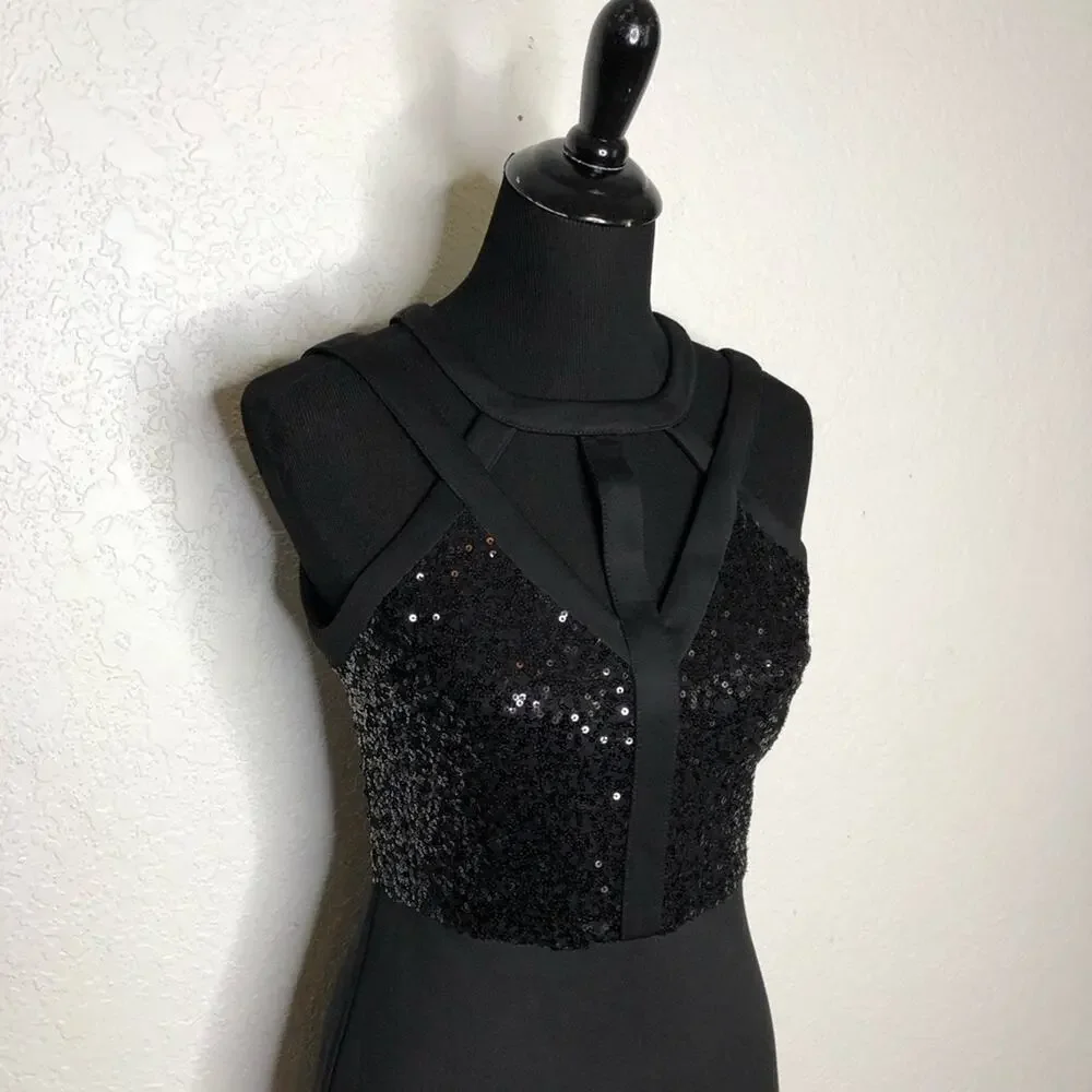 Guess black cutout sequin sleeveless sheath mini dress size 4 NWT
